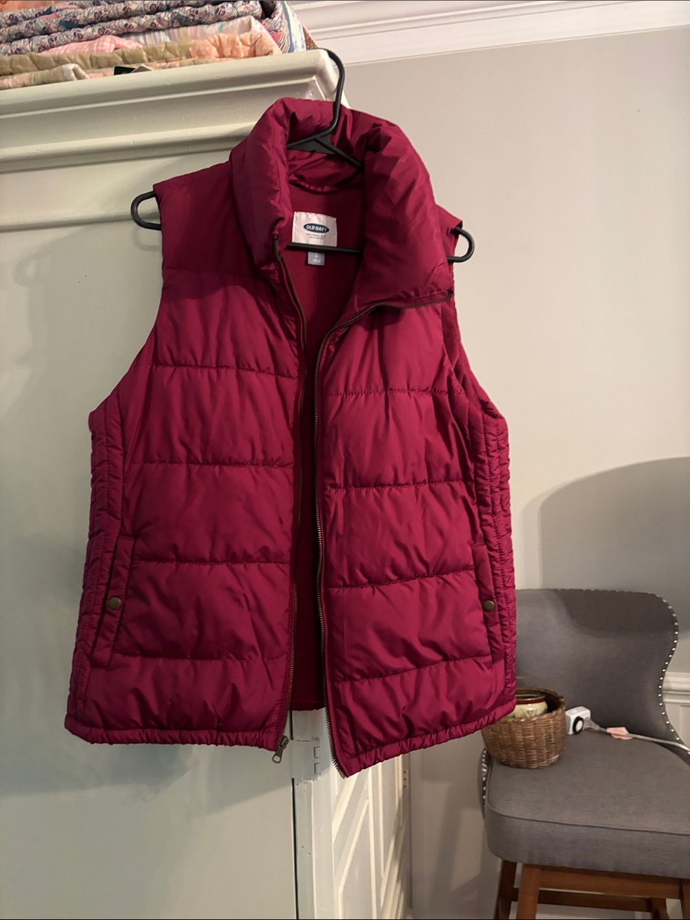 Old Navy Raspberry Red Quilted Puffer Vest